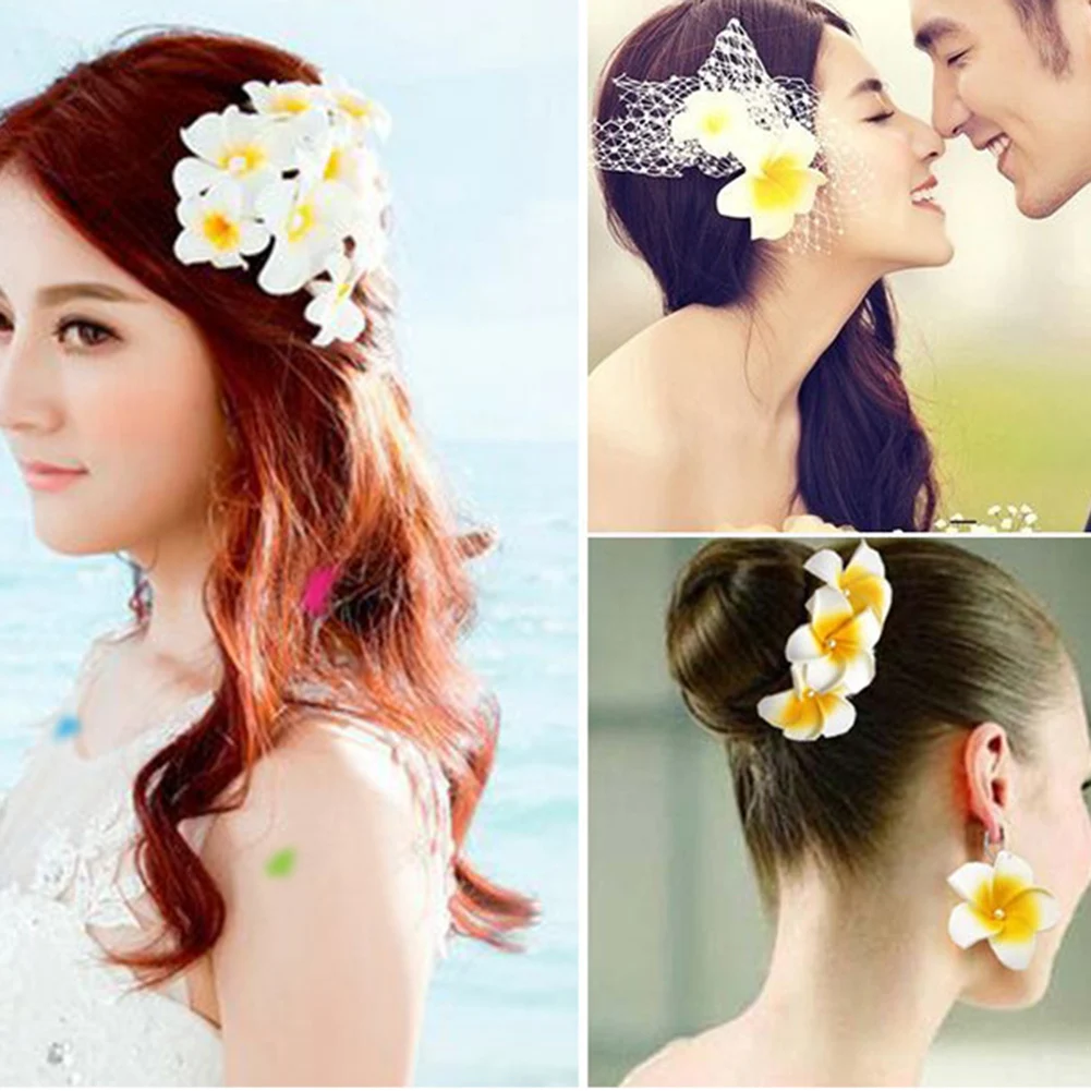 1pcs 4cm new 2025 /6cm /9cm Foam Hawaiian Plumeria Flower Hairpin Frangipani Flower Bridal Hair Clip