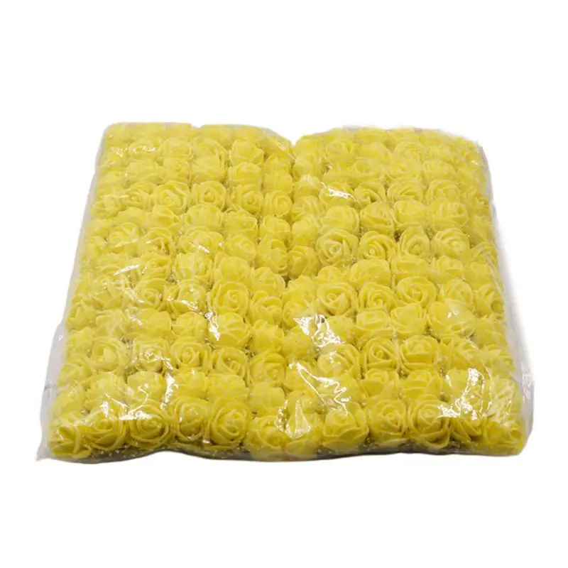 Mini 2.5Cm E15e 144Pcs/Pack PE Foam Gauze Artificial Rose Flower ddmysmile Head DIY Craft Wedding Bouquets Bridal Shower Party Home Smile