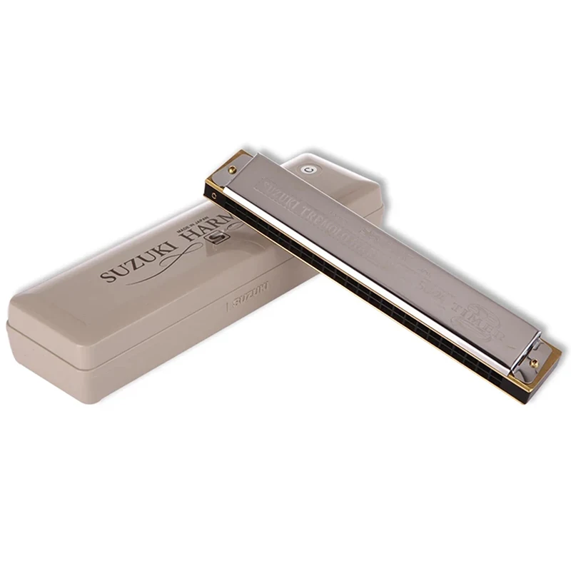 Suzuki-tremolo harmonica with two timer, traditional harmonica with dual notes, brass reeds, quality Japan musical instruments