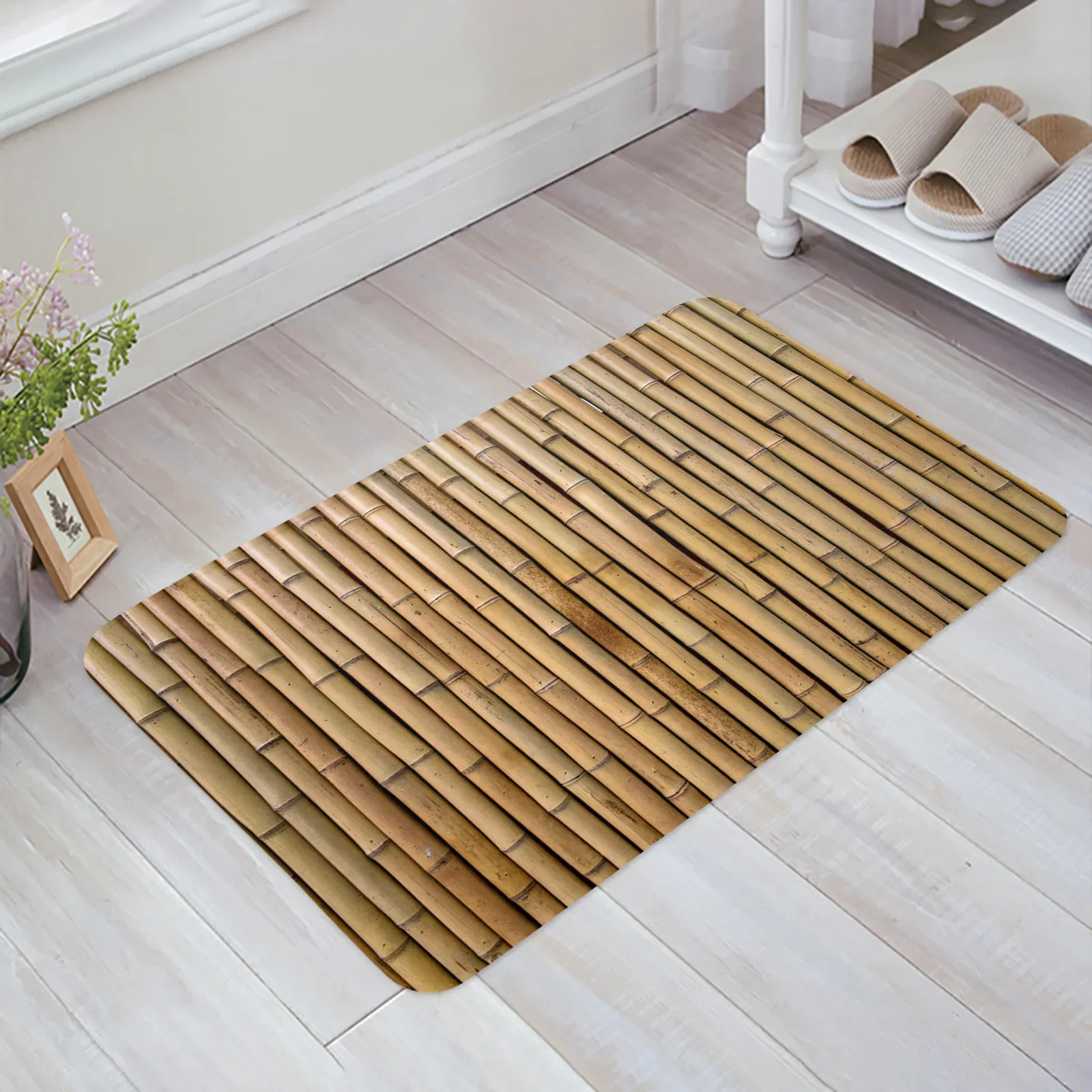 Bamboo Retro Shabby Plant Bathroom Mat Corridor Carpet Kitchen Mat Entrance Door Mats Welcome Room Floor Prayer Rug Doormat