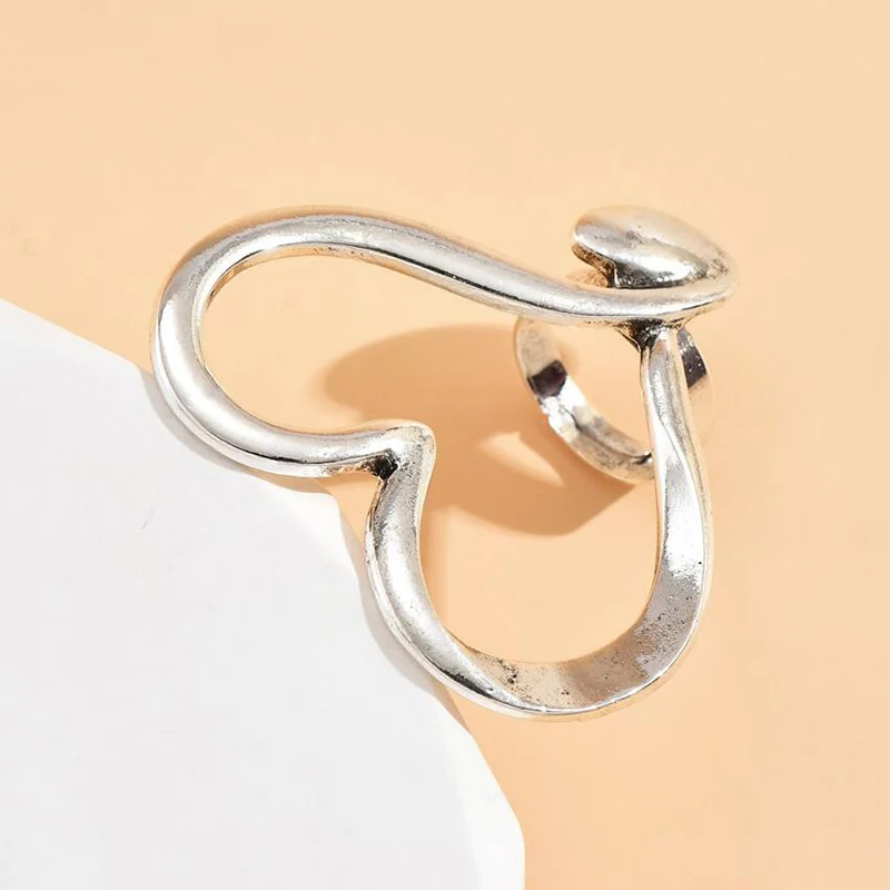 Color Obega Heart Gold Shape Open Rings For Women Forever Love Adjustable Cute Girls ddmysmile Ring Party Jewelry Gift Smile