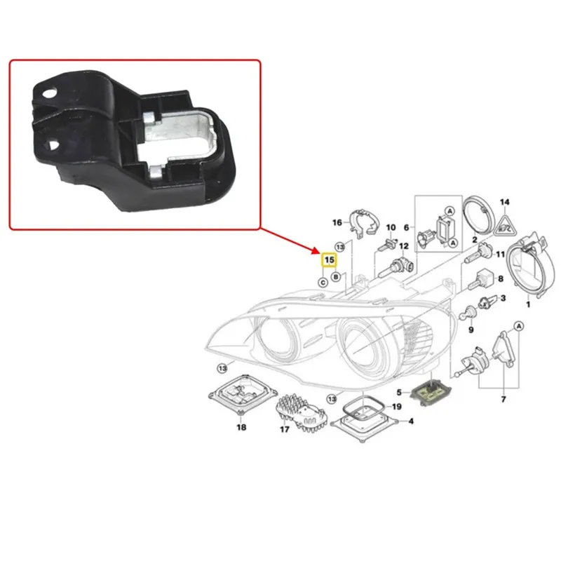For BMW X5 E70 X6 E71 Headlight Repair Kit Tab Mounting Bracket 2006-2013 3.0L 4.4L 4.8L 63127195535 6312719553 Car Accessories