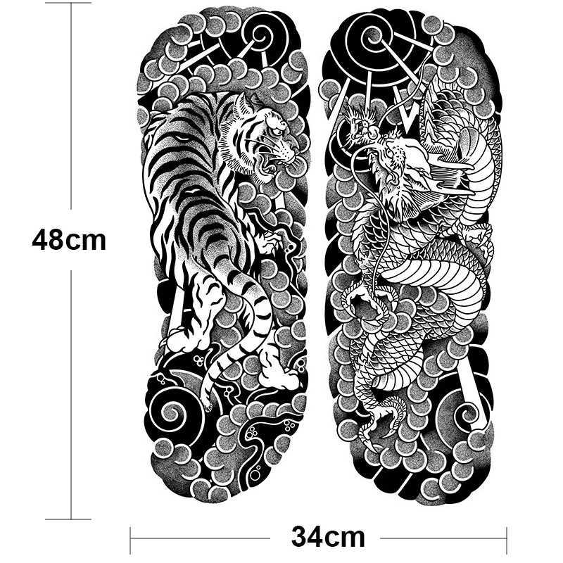 Full back chest herbal juice ink semi permanent tattoo sticker 7-15 days long temporary fake tattoo totem for men adults W241109