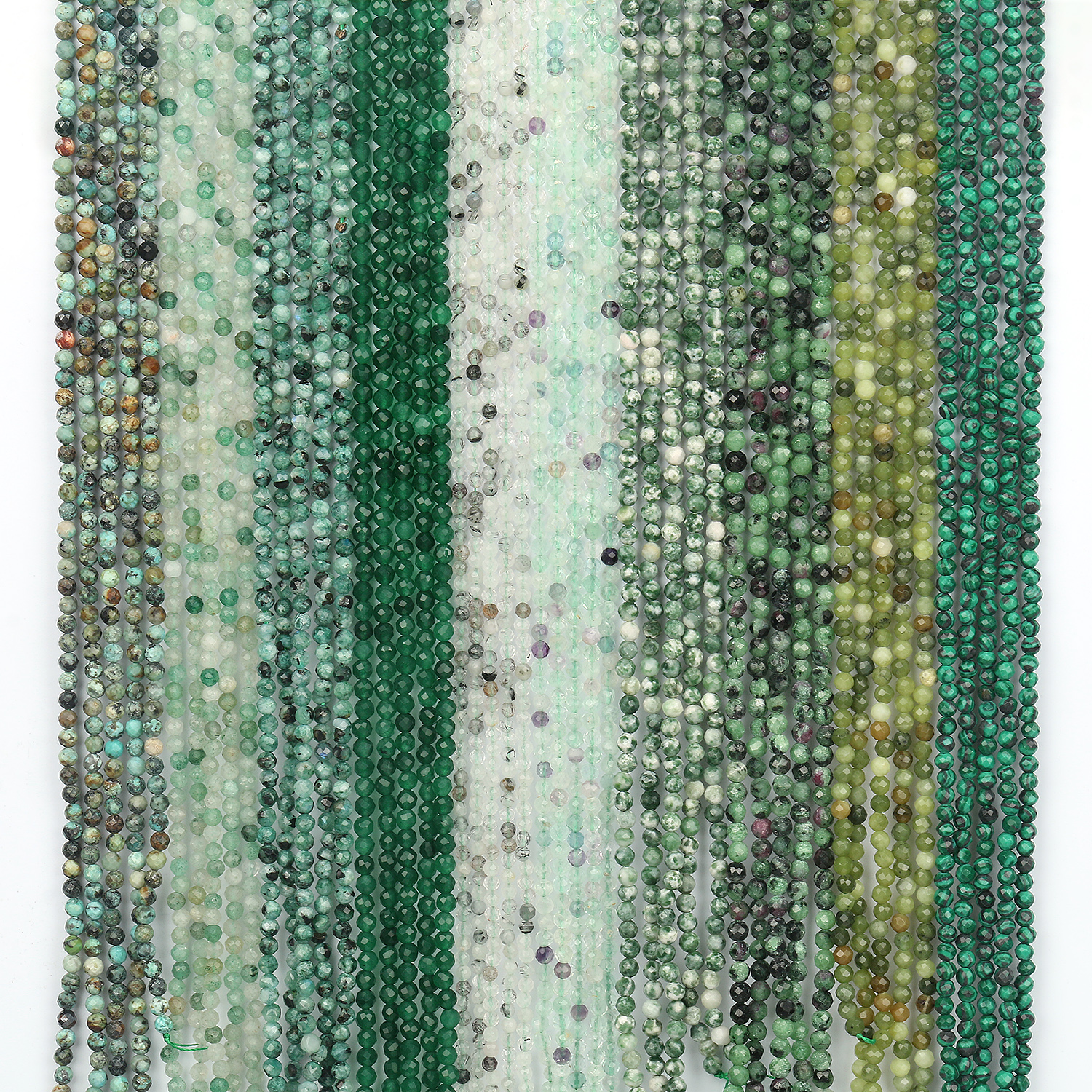 Small Natural Faceted Stone Bead Green Mica 2/3/4mm Malachite Turquoises Jades Fluorite Crystal Faceted Beads for Jewelry Making
