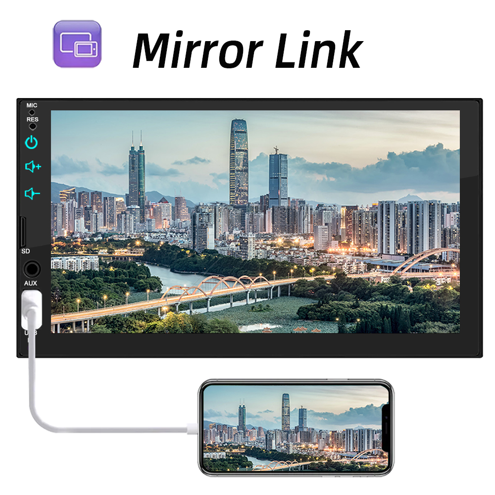 Car Inch BQCC 7 Radio 1 Din Carplay Android Auto Multimedia Player HD Touch Screen FM AUX Input Bluetooth ddmysmile Mirrorlink Universal Smile