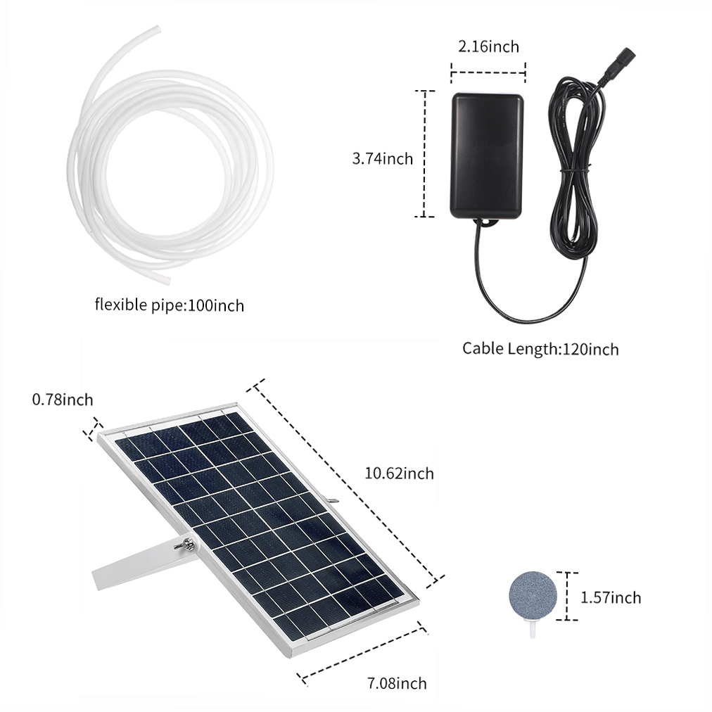 Solar Oxygen Pump Fish Tank Oxygenator Aquarium Oxygen Aerator Pond Aerator Air Pump with Aquarium Oxygen Pipe Air Bubble Stone