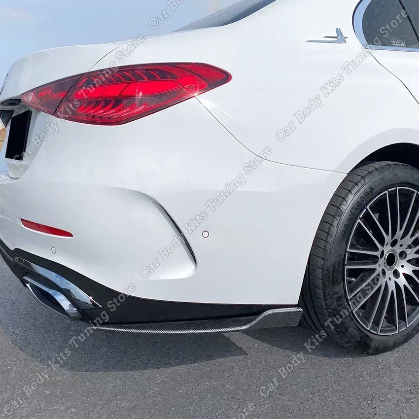 Gloss Black Car Rear Bumper Side Diffuser Splitter Spoiler for Mercedes Benz C Class W206 C200 C260 C300 AMG 2022-2023+