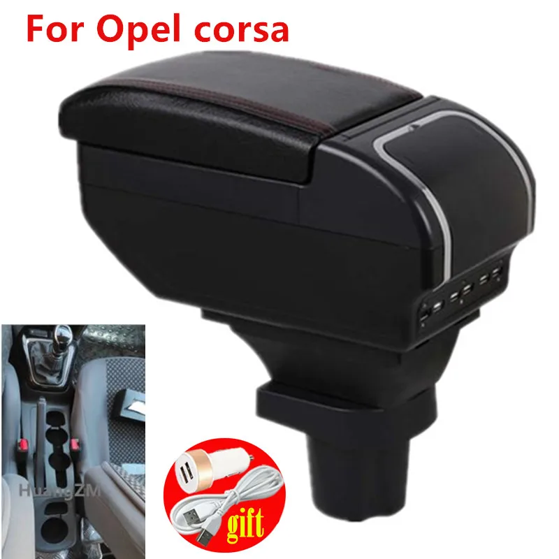 For Opel corsa armrest box central Store content Storage box with USB LED interface 2020