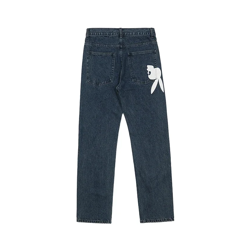 Jeans for Men Y2k Cargo Pants Black Denim Skinny Streetwear Wide Leg Clothes Ropa Rare Humans Jeans Print Pants Low Rise Baggy