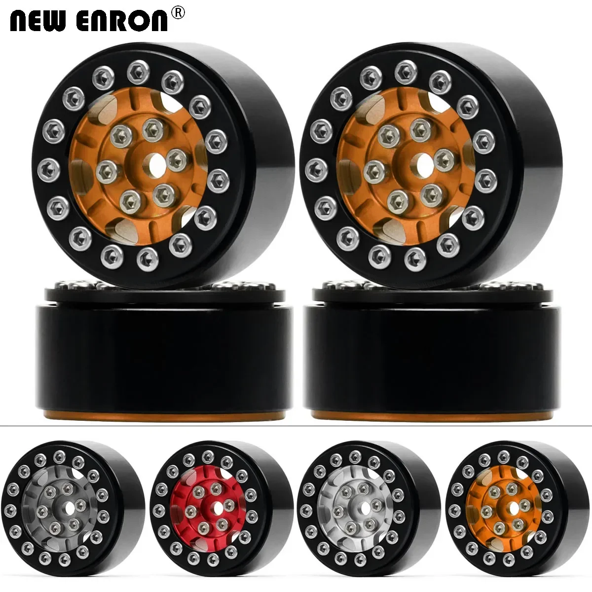 ENRON 1.0" NEW 4PCS Metal Beadlock CNC Micro Wheel Rim Hub 30MM for RC Crawler CAR 1/24 Axial SCX24 90081 AXI00001 mini crawler smile 1.0"