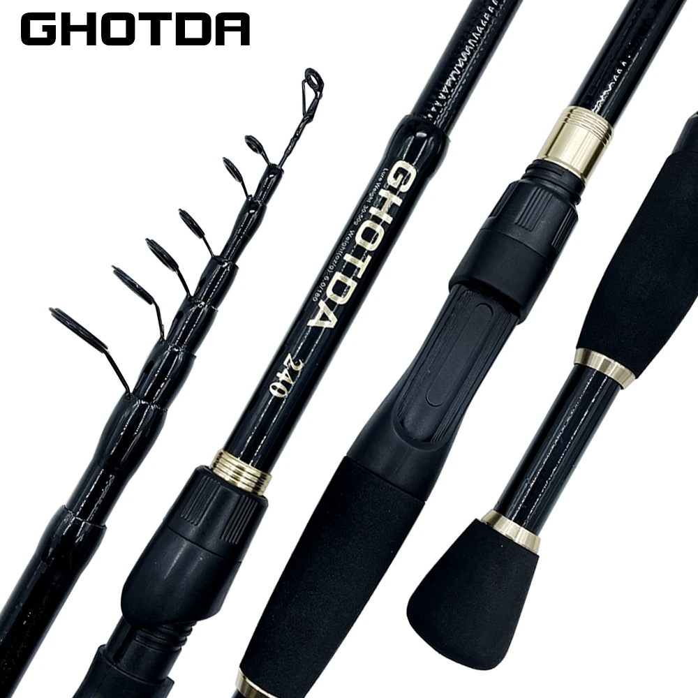 Rod Reel Fishing GHOTDA Combo Full Kit 1.6m-2.4m Telescopic Fishing Rod Casting Spinning Lure Rod With Spinning Reel Carp Set smile