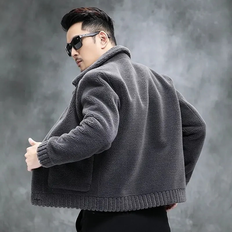 Autumn Winter Mens Cotton Fur Jacket Mens Short Sleeve Collar Coat Mens Casual Thick Warm Coat I529 241108