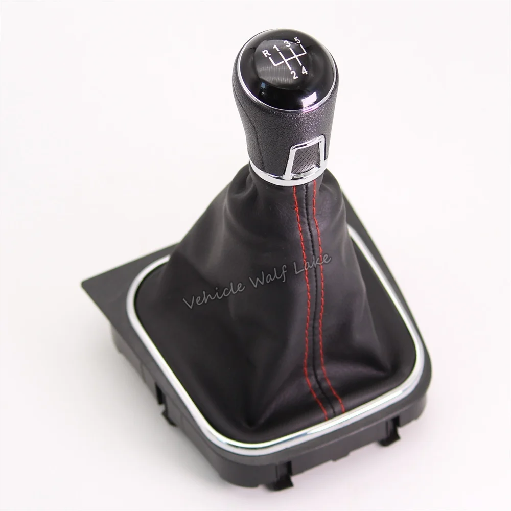 5 For VW Golf 6 Golf A5 5 Golf A6 6 R32 GTD GTI 2004-2013 Car 5 Speed 6 Speed Gear Stick Level Shift Knob With Leather Boot smile
