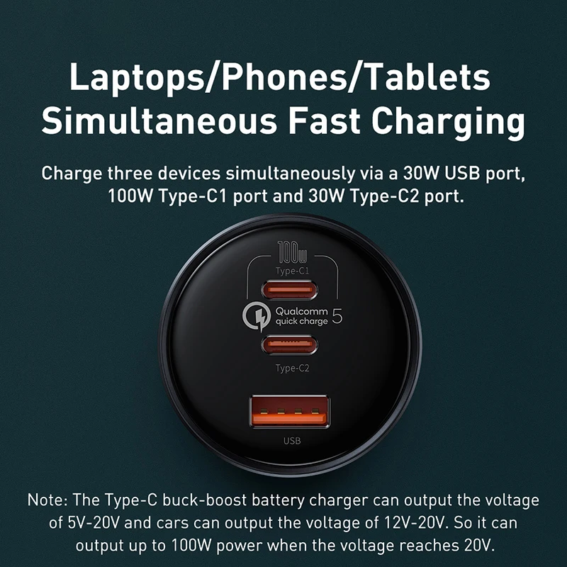 Baseus 160W Car Charger 2025 QC 5.0 Quick Charge With USB Dual Type C For IPhone 15 new 14 13 12 Pro Laptops Tablets Car Phone Charger