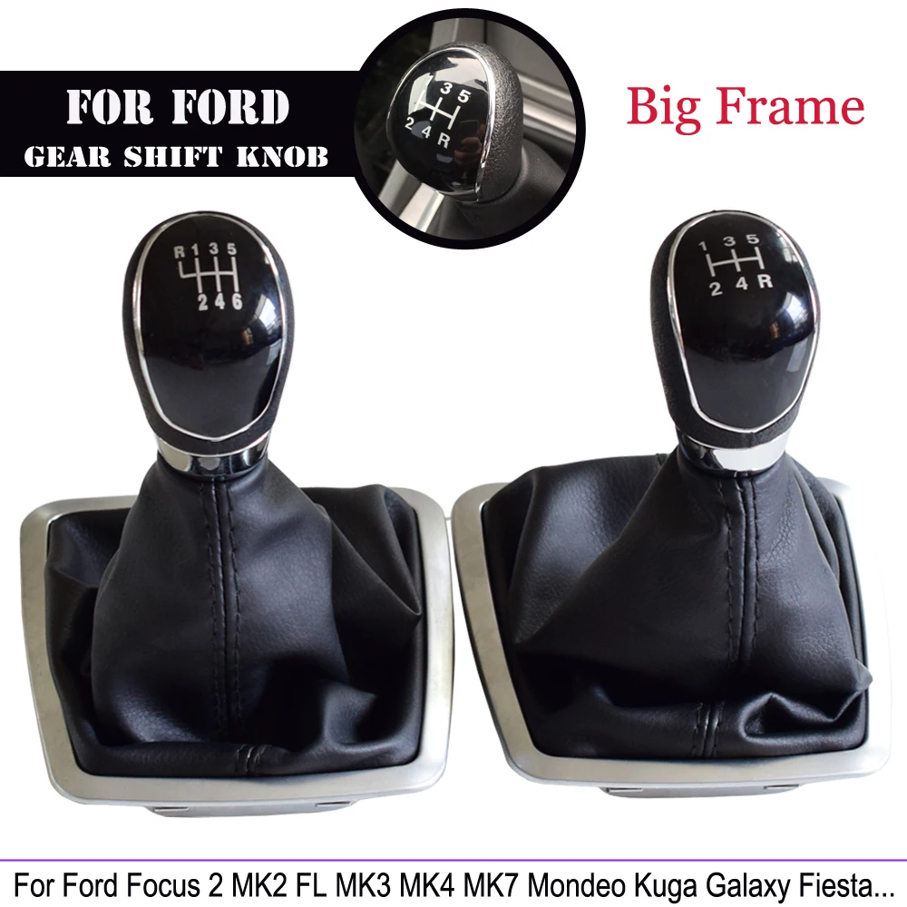 Gear 5/6 Shift Speed Knob Lever HandBall For Ford Focus 2 2 FL C-MAX 2006-2011 3 4 7 Galaxy Gaiter Boot Leather Cover smile
