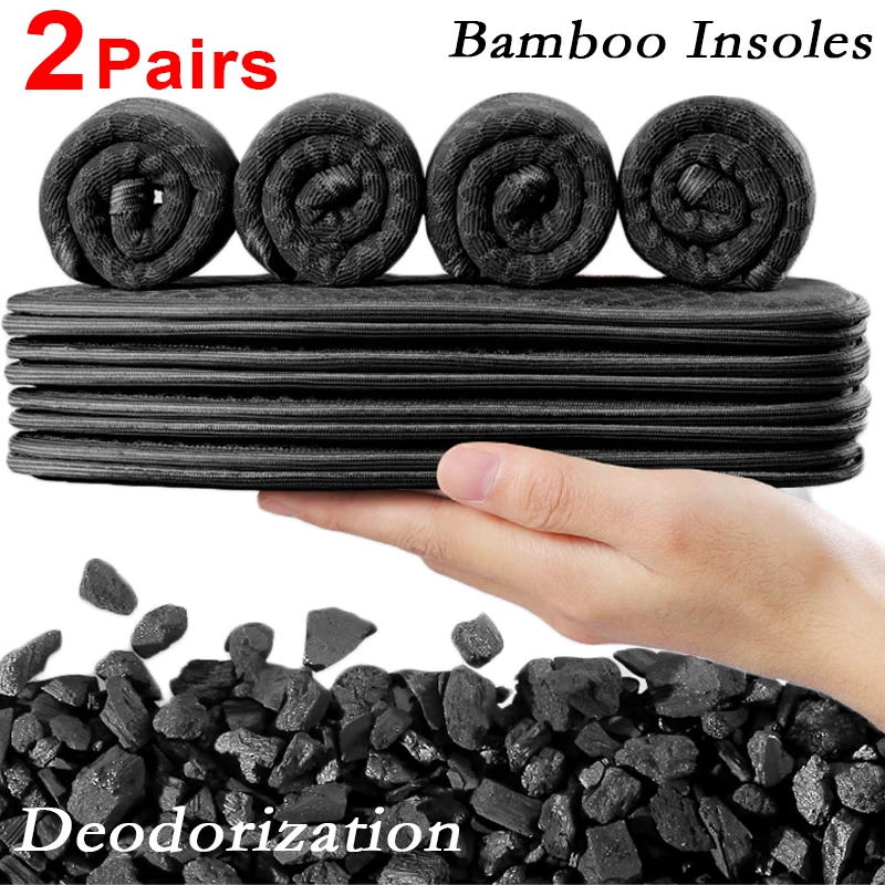 Insoles Foot Bamboo Deodorant Charcoal Insert Light Weight Breathable Thin Sport Shoes Pad Absorb Sweat Insole Men Women smile