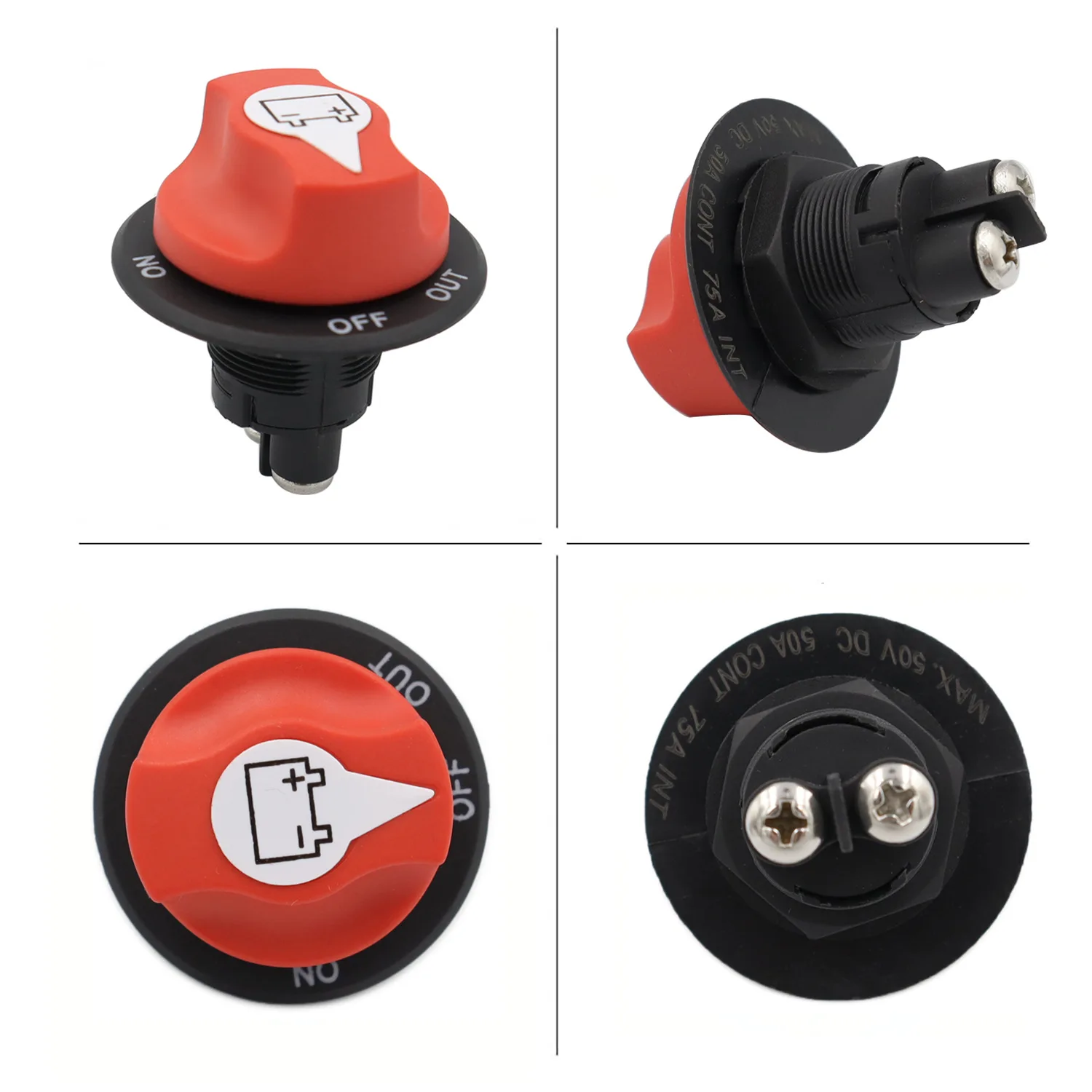 Car Battery Rotary Disconnect Switch Cut Off Isolator Power Disconnector Switch for Motorcycle Truck Marine Boat Yacht RV ATV