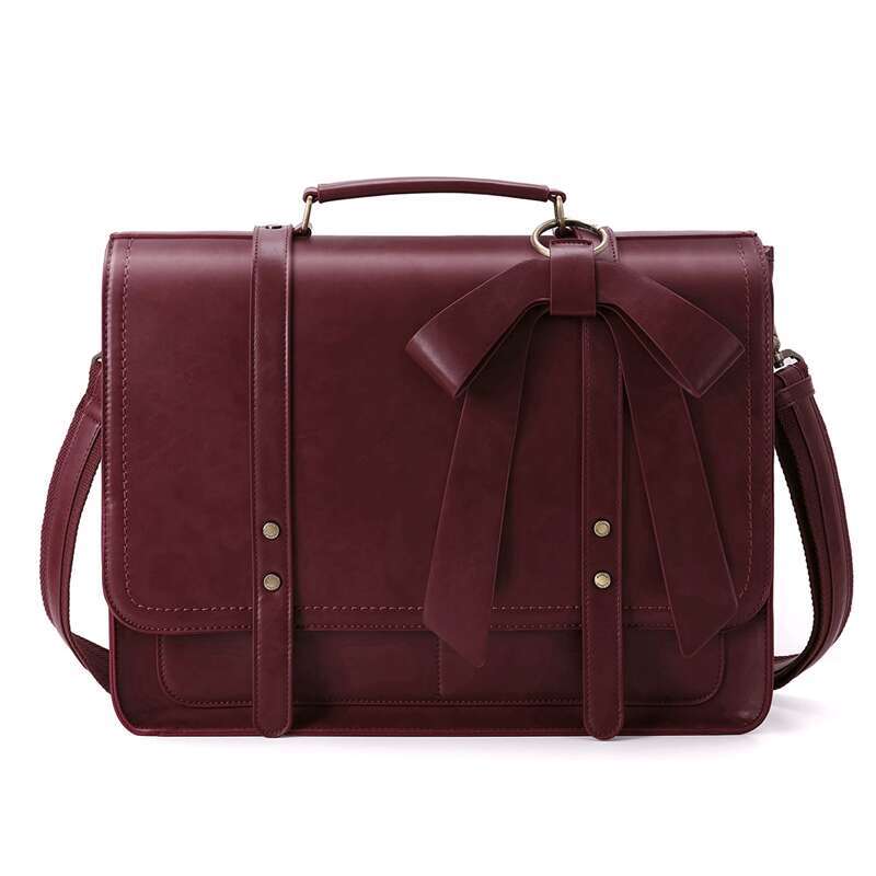 Women's Shoulder Fashion Messenger College Laptop Bag Fits 15.6 Inch Computer ECOSUSI PU Leather Briefcase
