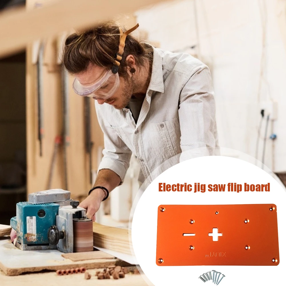 Saw Electric Flip Jig Board with Screws Aluminum Alloy Router Table Insert Plate DIY Woodworking Work Benches Woodworking Tools smile