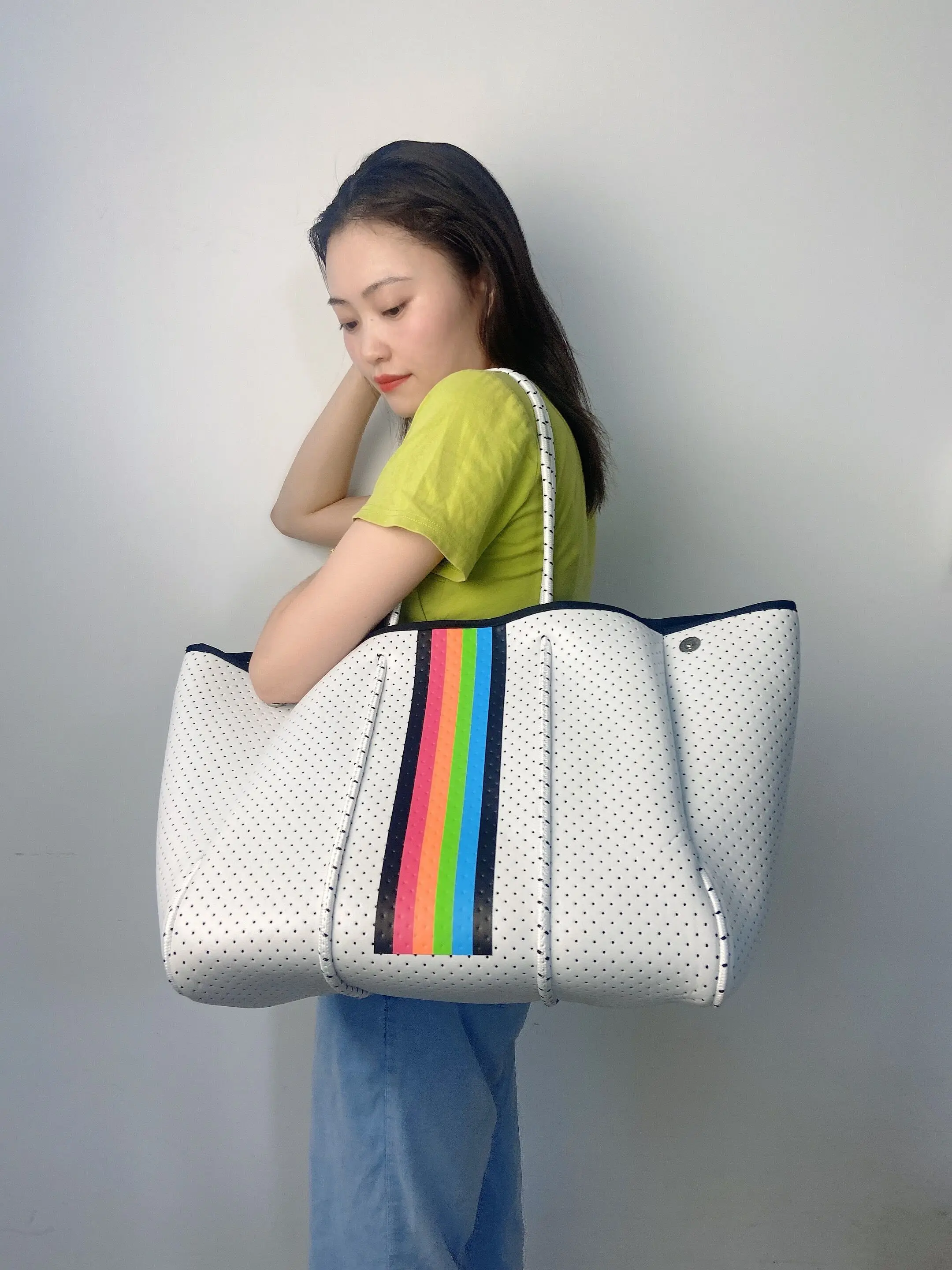 Frauen Handtasche Wasserdichte Mehrzweck Neopren Strand Tasche Tote Mit Beweglichen Bord einkaufstasche smile