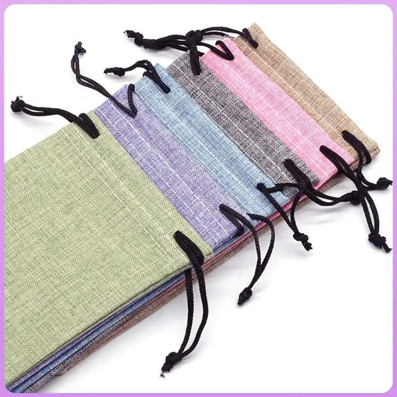 Glasses Bags Linen 1/6pcs Jewelry Mobile Phones Glasses Storage Bundle Pocket Portable Colorful Girls Sunglasses Vintage Bag smile