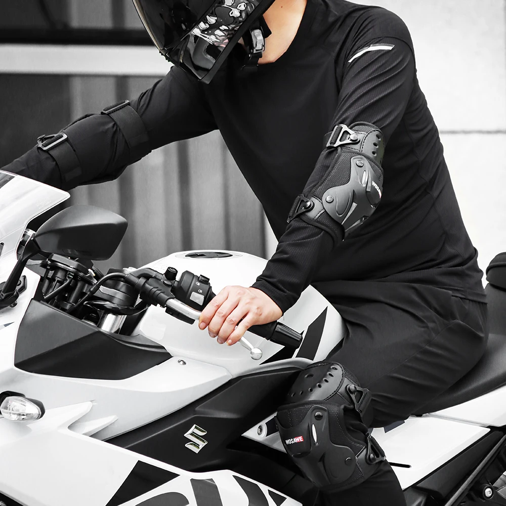 New Motorcycle 2023 WOSAWE Knee Pads Set Knee Protector Moto MX MTB Motocross Protective Gear Knee Guards Kneepad Protection smile