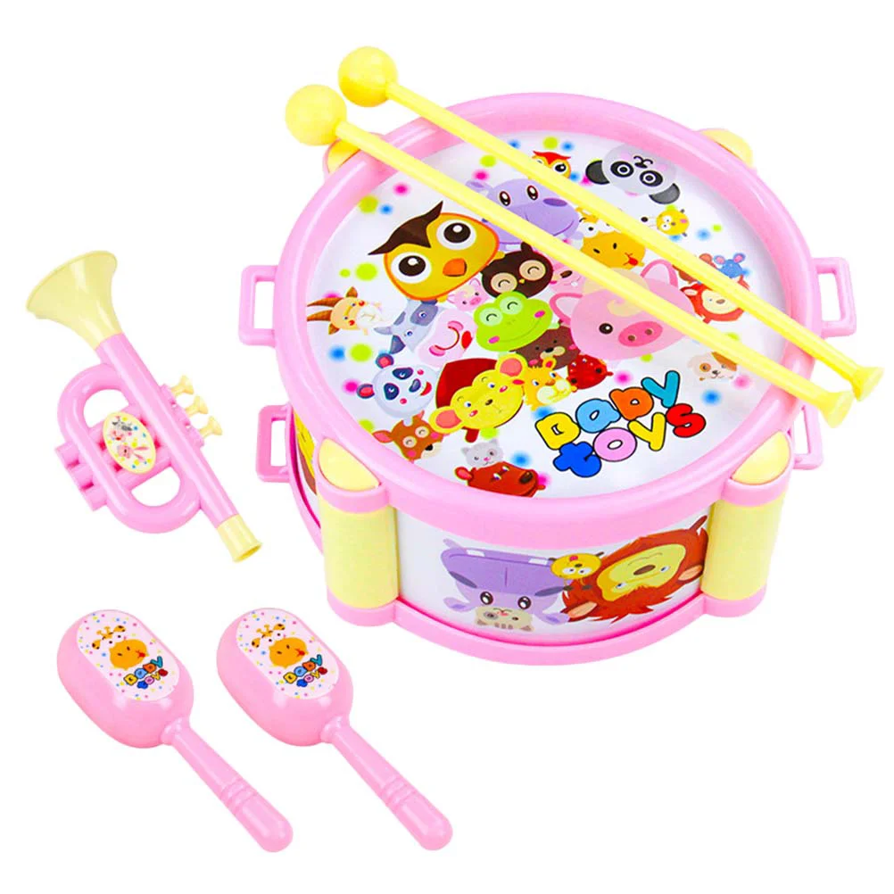 1 Set of Beat Drums Toy Creative Kid Musical Instruments Toy for Baby Kid Child (Pink)