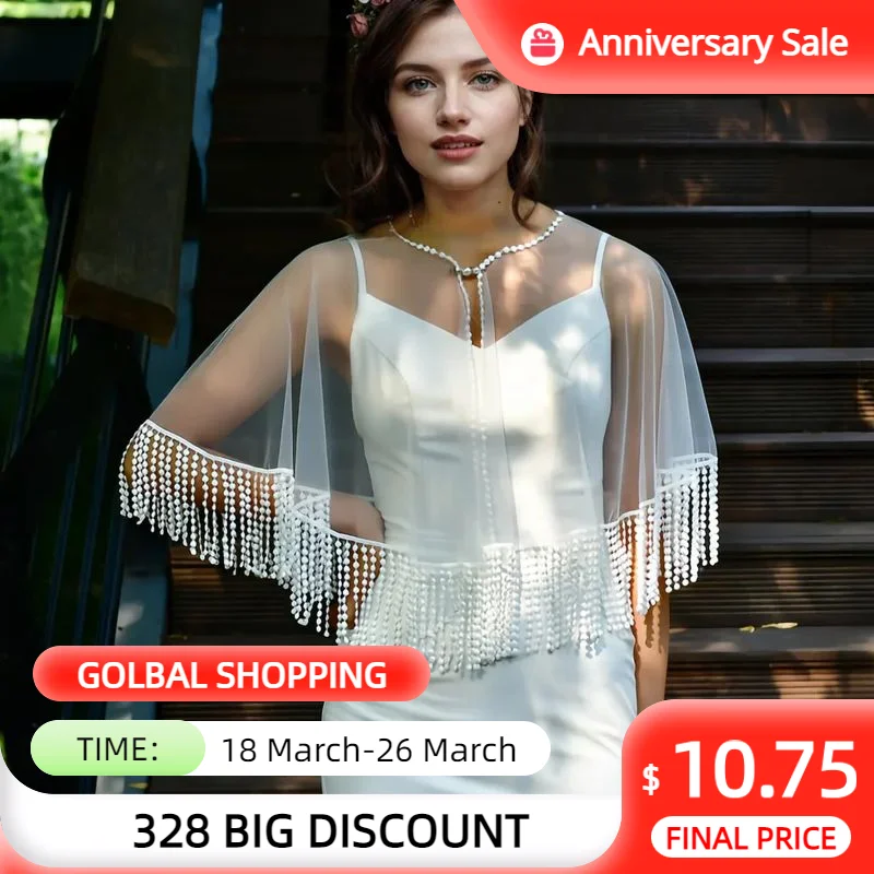 Bolero Mzb17 Wedding Jackets Bridal Netted Lace Shawls Top Separate Bride Accesories ddmysmile Tassel See-Through Bolero Party Stola Smile