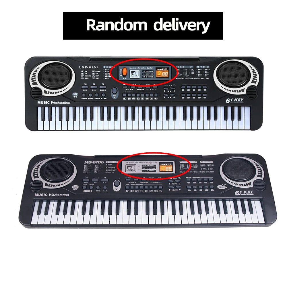61 Keys Black Digital Music Electronic Keyboard Key Board Electric Piano Kids Gift with microphone Keyboard Musical Instruments