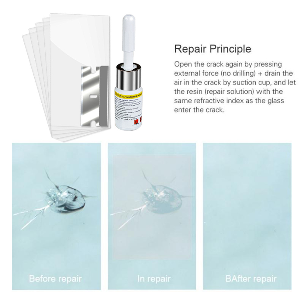 Car Window Repair Fluid Cracked Glass Scratch Repair Kit Windshield Repair Liquid for Car Auto Window Glasss Crack Restore Tool