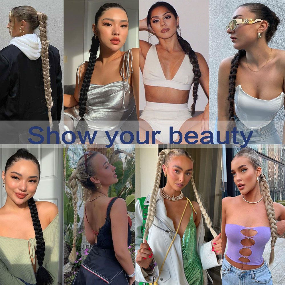 MERISIHAIR Ponytail Extensions Synthetic Boxing Braids Ponytail Hair Rope For Women High Temperature Fiber Black Brown Ponytail c9e26