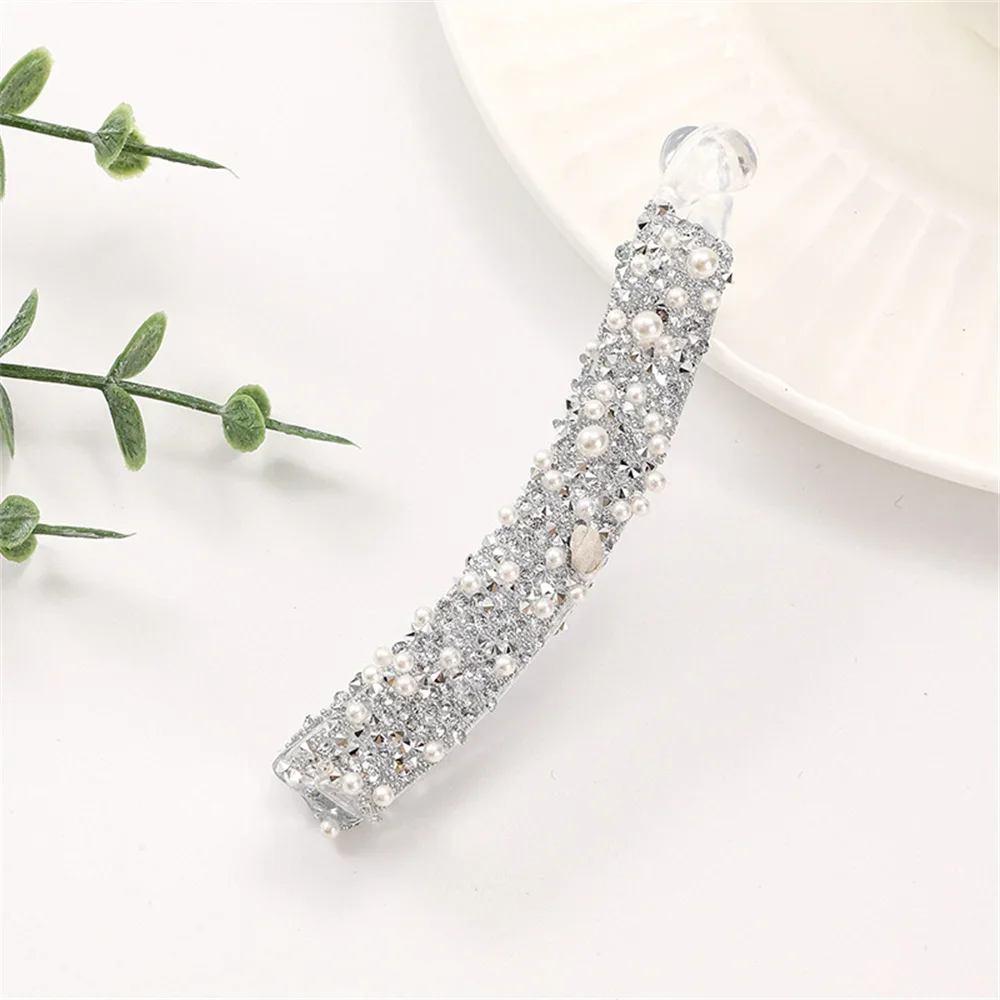 Rhinestone Crystal Banana Hair Clips Women Girls Pearl Fish Shaped Barrettes Ponytail Holer Claws Grips Clamp Hair Accessories