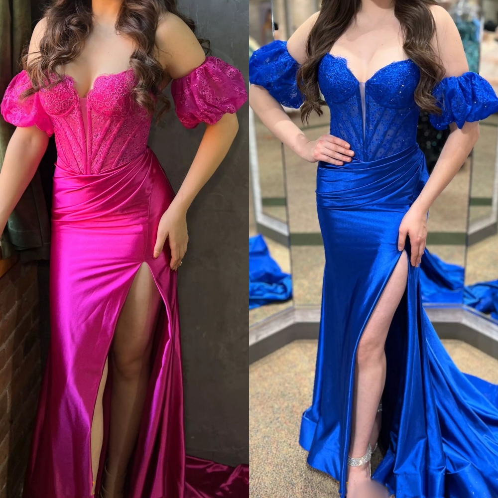 Stretch Satin Formal Party Dress Sweetheart Lace Basque Lady Pageant Prom Evening Event Special Occasion Hoco Gala Cocktail Red Carpet Runway Gown Pho