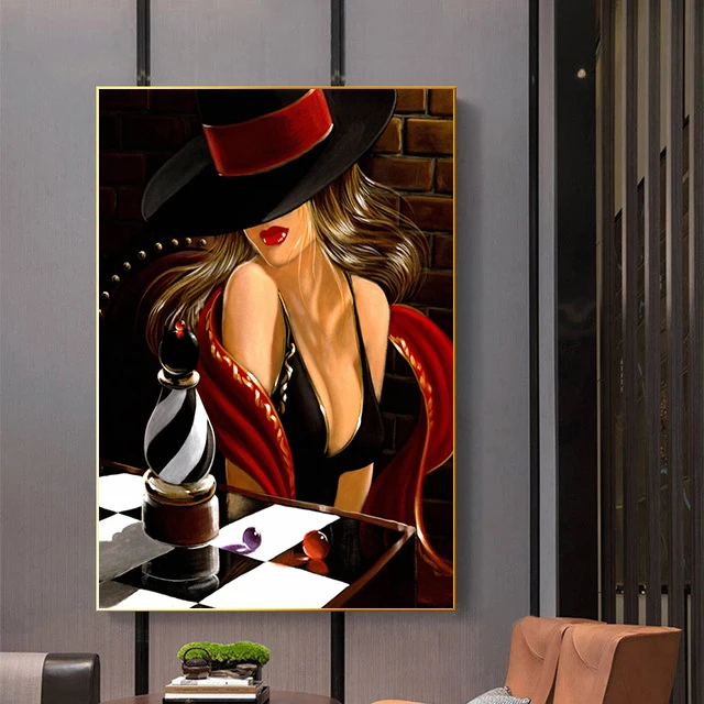 Series Modern Comics Artwork City Girl Canvas Painting Poster and Print Wall Art Picture for Bedroom Living Room Home Decoration smile