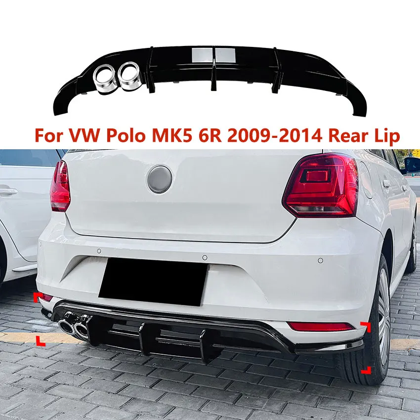 For VW Polo MK5 6R 2009-2014 Rear Bumper Lip Spoiler Tail Wind Blade Wind Knife Splitter Diffuser Guard Exterior Modification