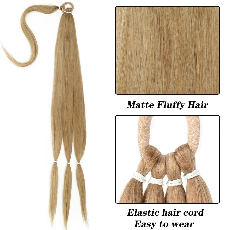 Long Braided Synthetic ddmysmile AILIADE Ponytail Hair Extensions For Women Black Brown Pony Tail With Hair Rope High Temperature Fiber Smile