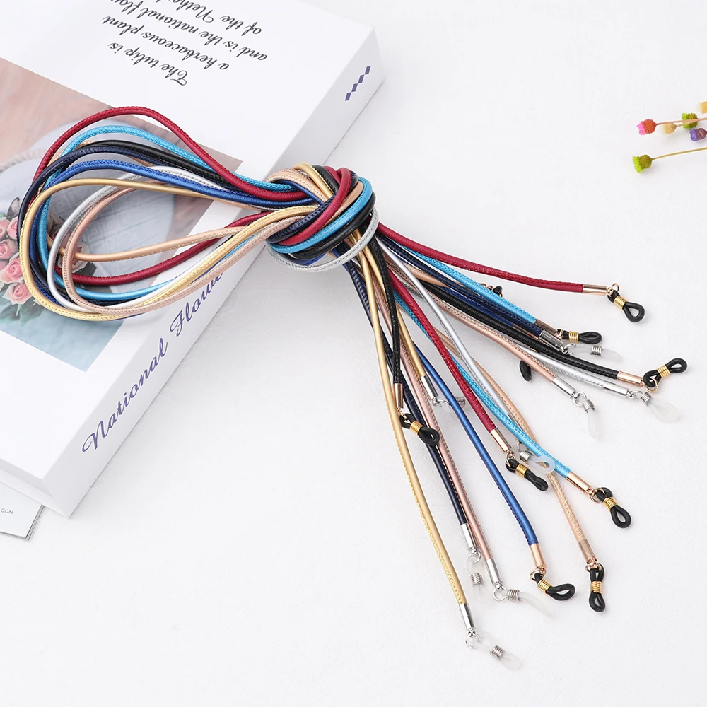 Leather 1Pc Thick PU Unisex Glasses Lanyard Sport Eyeglasses ddmysmile Chain Non-Slip Glasses Rope Anti-Slip Cord Holder Glasses Accessory Smile