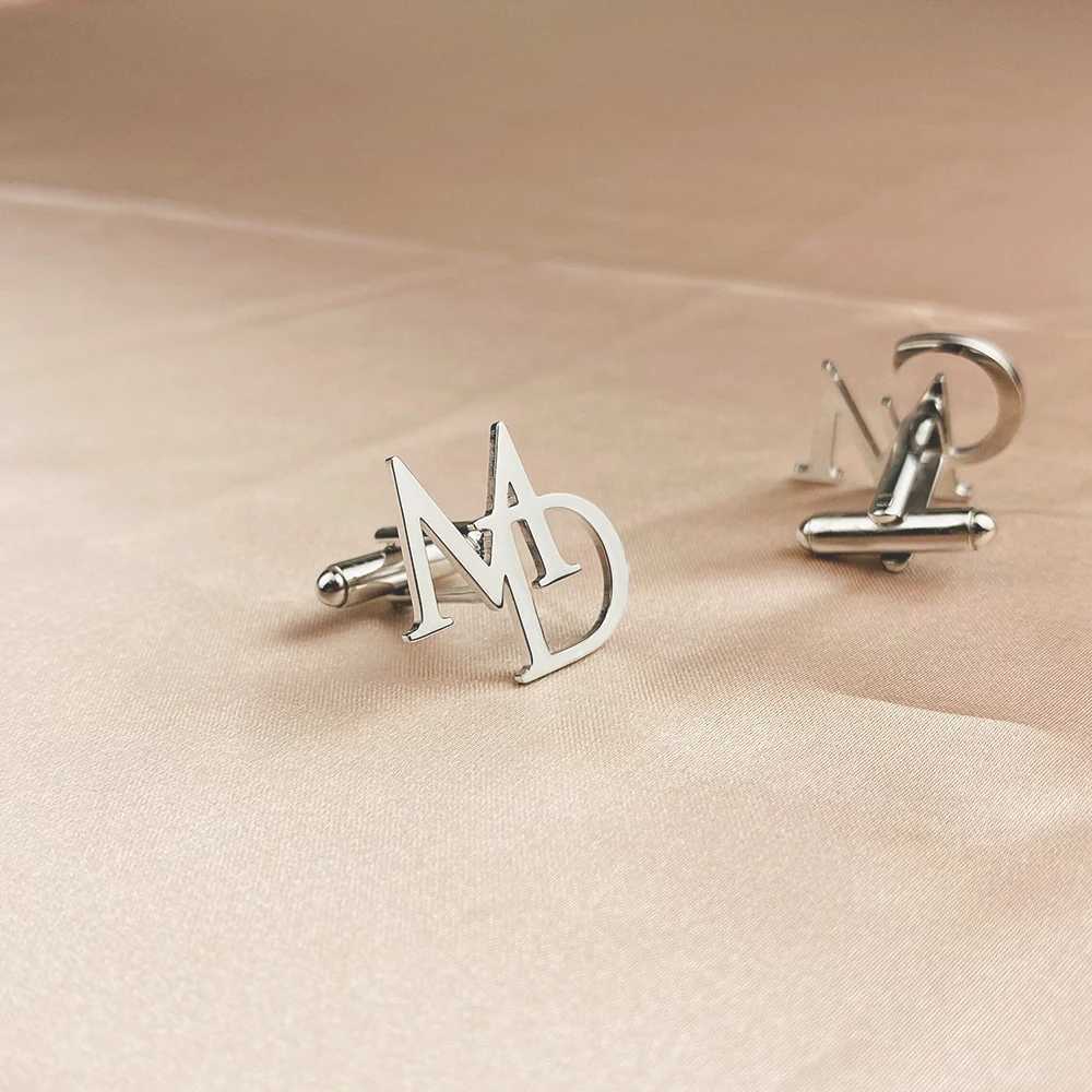 Tangula Customized Mens Initial Cufflinks Stainless Steel Personalized Letter Cufflinks Wedding Jewelry Gifts W241109