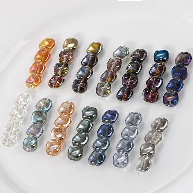 AB 20PCS 11mm Corrugated Shiny Glass Beads For DIY Bracelet Accessory Earrings Jewelry Making Supplies Irregular Crystal Beads smile