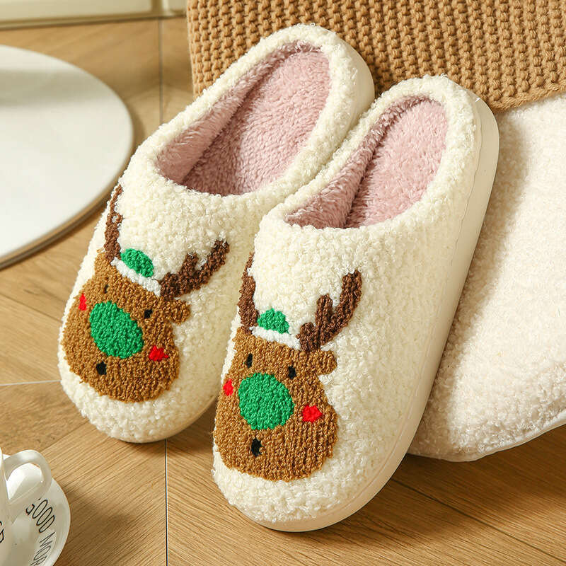 Winter Women Fluffy Slippers Men Indoor or Couples Cute Warm Quiet Slides Adults House Lattice Plush Flip ps