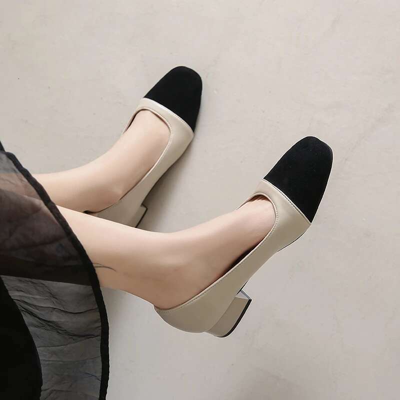 Retro High Sandals for Women Dress Closed Square Toe Mules Elegant Low Heels Pumps Wedding Shoe Casual Flat Shoes 42