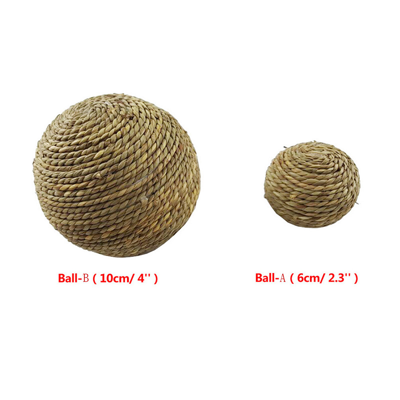 6/10cm Chewing Braided Ball Guinea Pig Rabbit Hamster Small Animal Play Pet Interactive Chew Toy Natural Grass Ball Fun Pet Toys