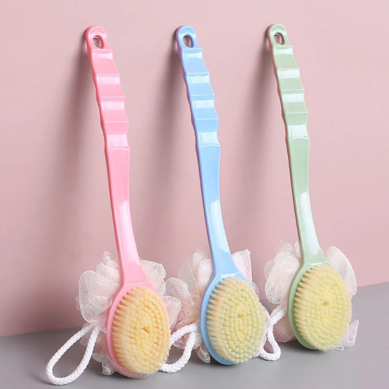 Long-handled Scrubbing Artifact Brush Bath Scrubbing Towel Household Bathroom Supplies Soft Hair Bathing Back Scrubbing Brush smile