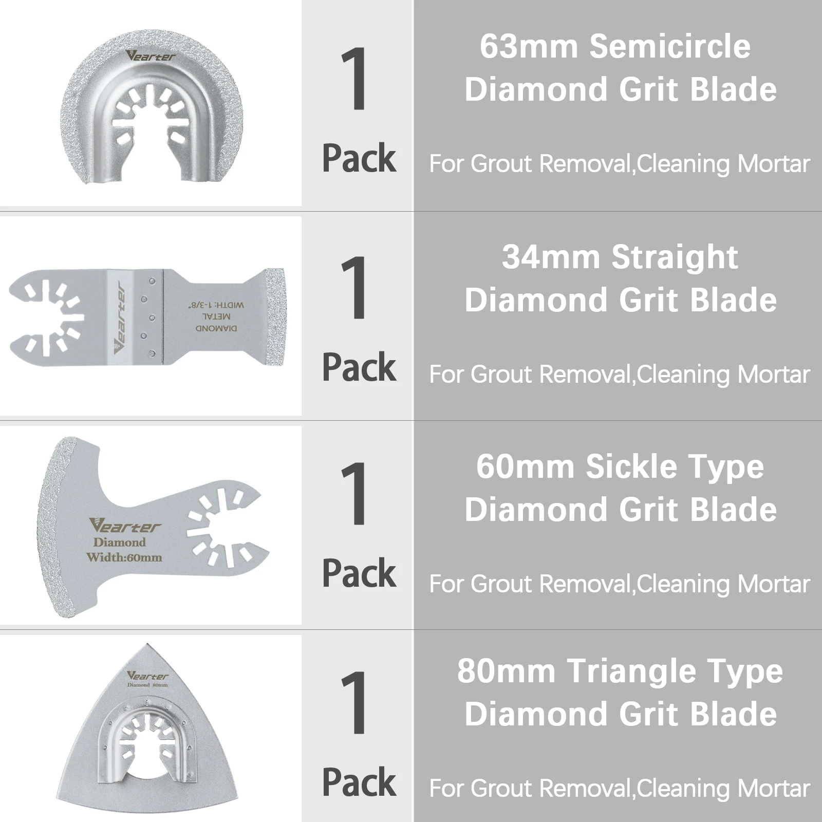 Brazed Vacuum Vearter 4Pcs/Set Dia Segment Swing Multi-Tool Oscillating Blade Mortar Cutting Tools Precise ddmysmile For Grout Removal Smile