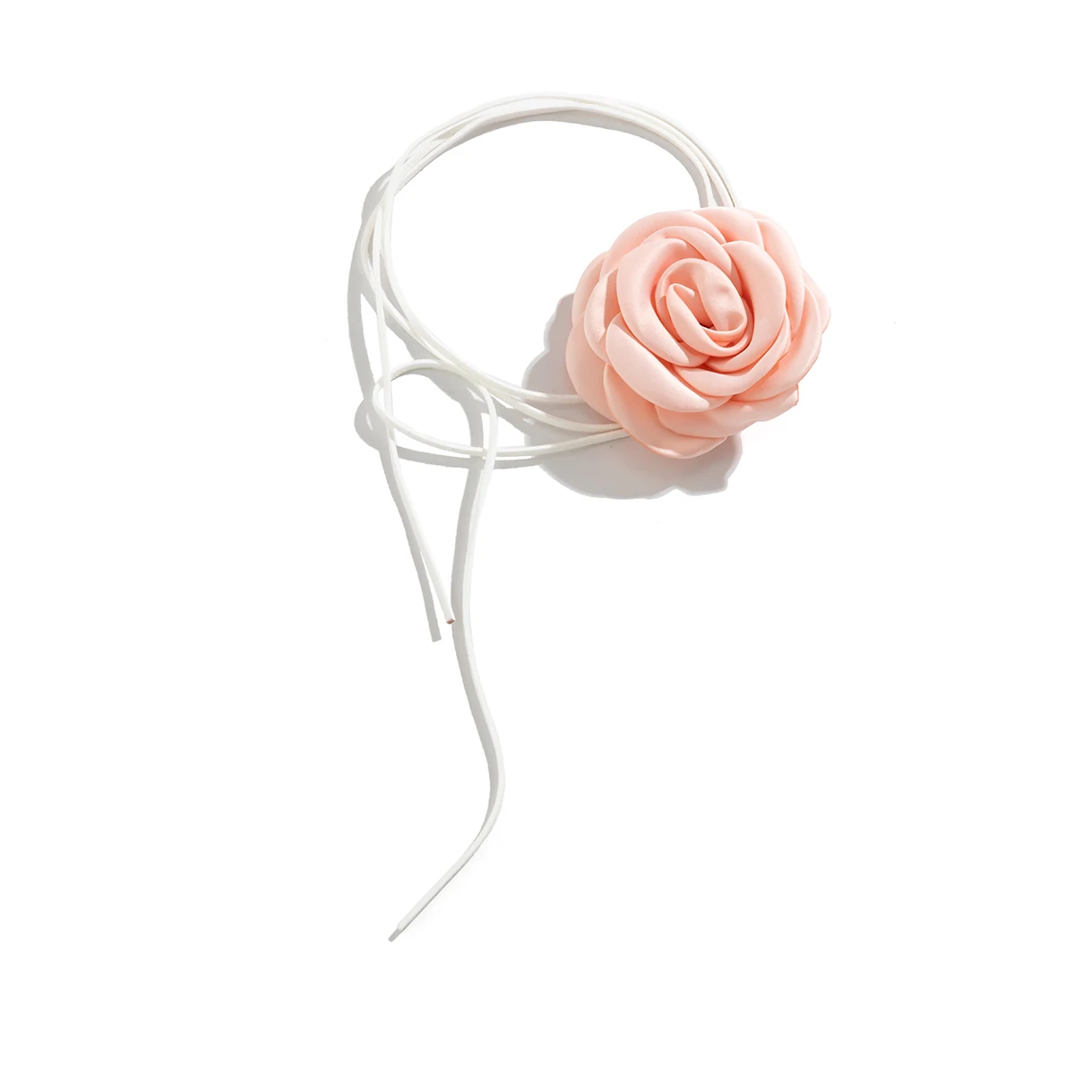 Big Exaggerated 9CM Satin Rose Flower Clavicle Chain Necklace Women Kpop Adjustable Bowknot Rope Choker Jewelry Y2K Accessories smile