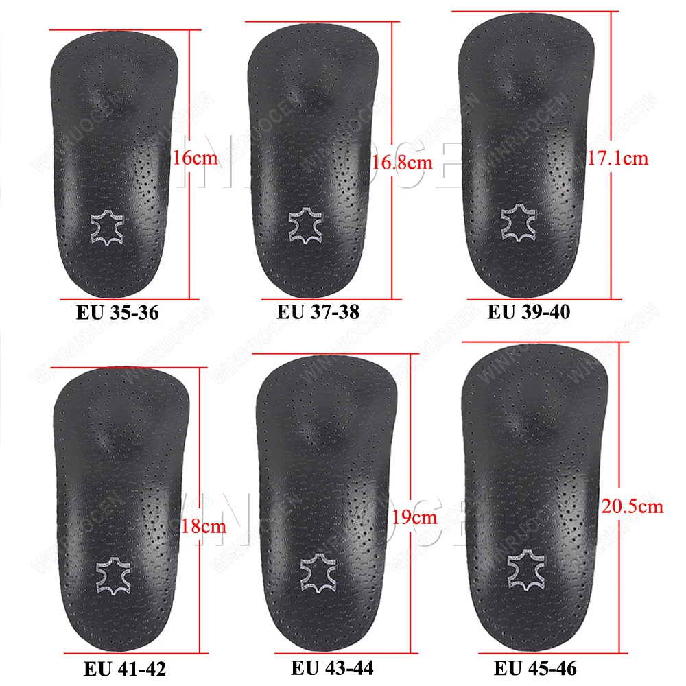 Orthotic 3/4 Insole Half Leather Arch Support For Shoes Men Women Flat Foot Corrector Pad Heel Pain Spur Relief O/X Leg Care smile