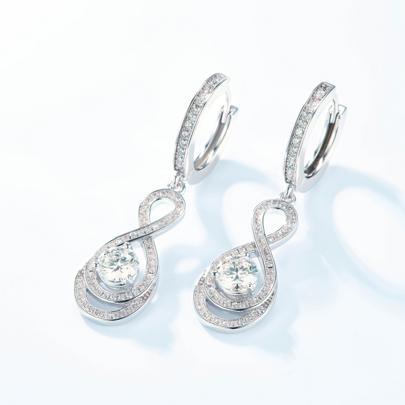 2cttw Real Moissanite Dia Jewelry Set 100% Sterling Sier Necklaces Earrings For Women Waterdrop Pendant Neck Chain GRA 290d7