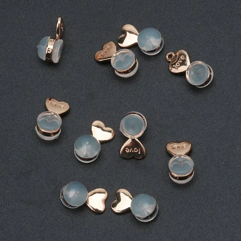 10Pcs Heart Love Magic Earring Lifters Earring Lifts Backs Adjustable Earring Nuts Ear Lobe Support