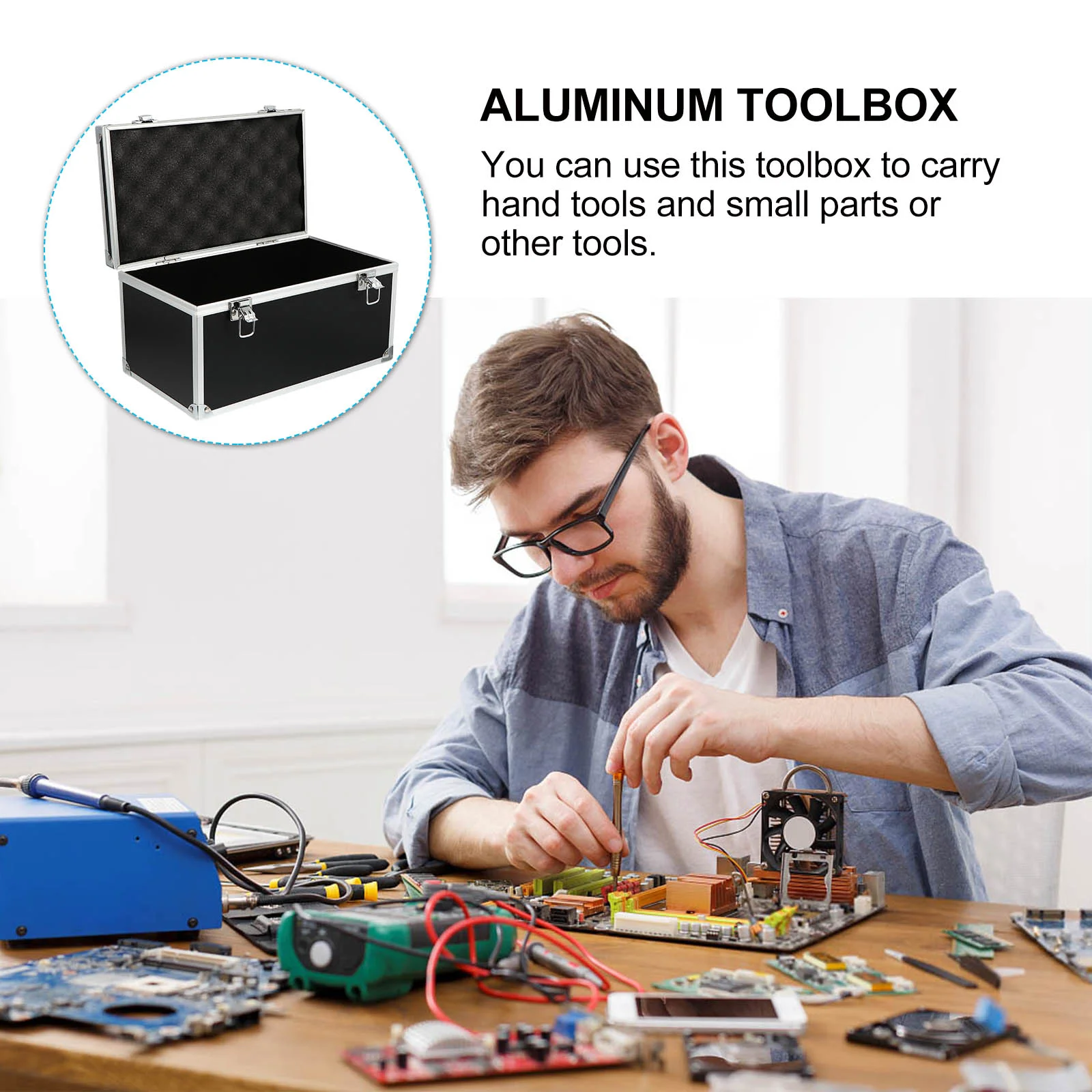 Case Tool Aluminum Box Hard Briefcase Carrying Metal Storage Toolbox Foam Portable Lock Organizer Equipment Boxes Multifunction