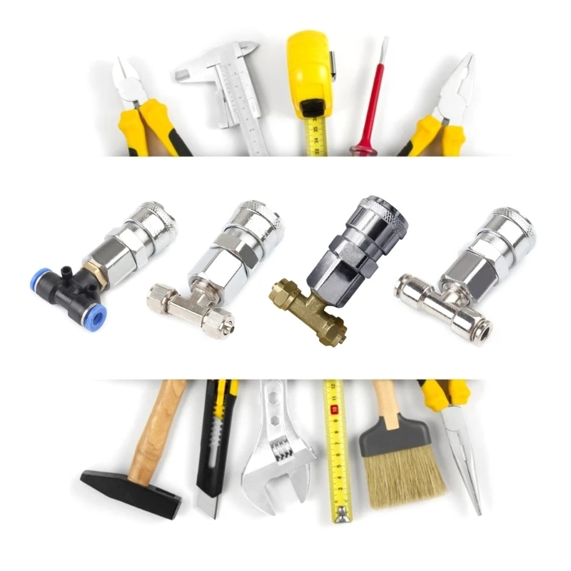 Trucks Three-way Straight Through Joint-Pneumatic Tank-Connector-Pneumatic Fittings Component for Air Blow Guns Trailers